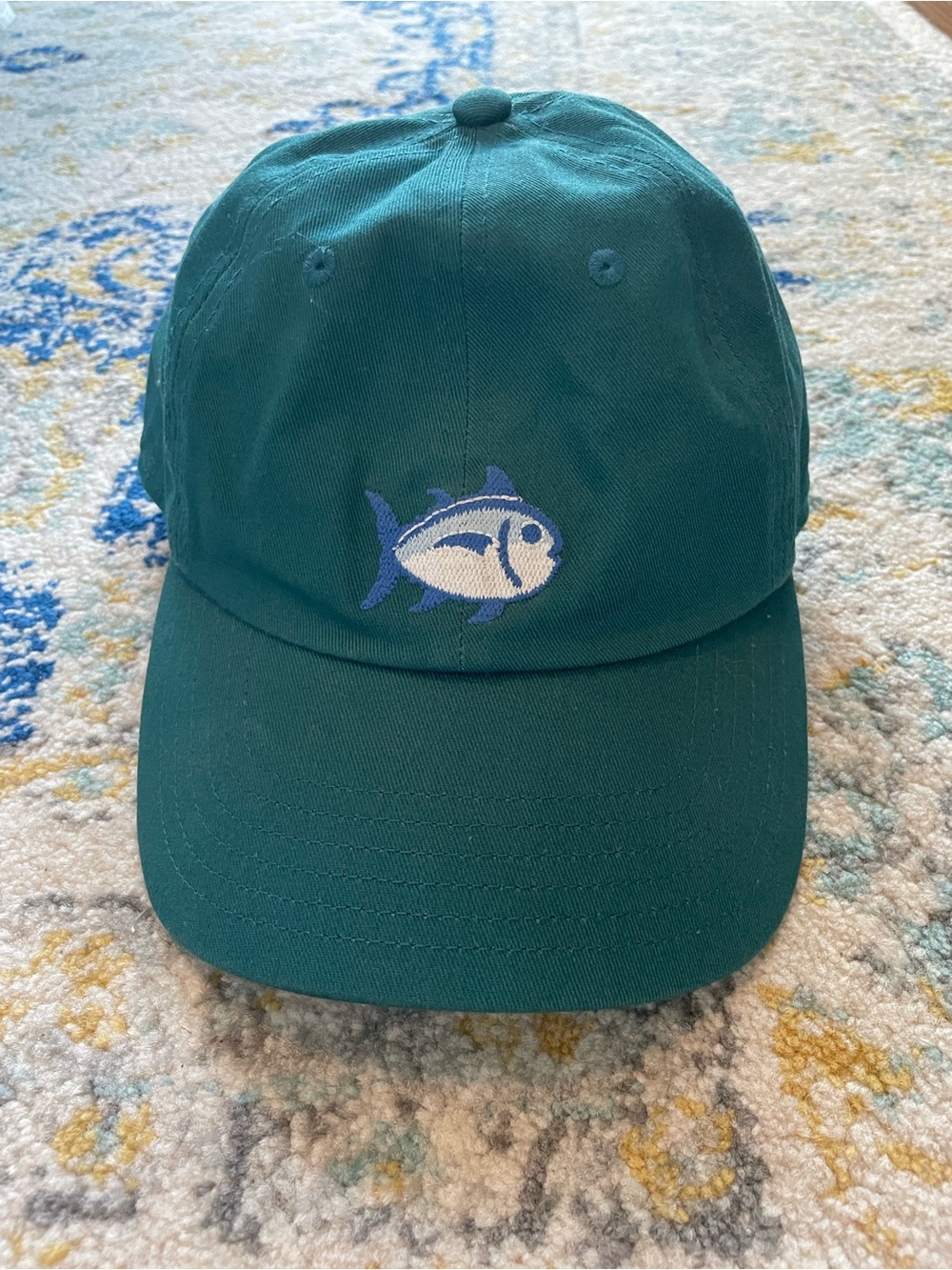 Southern Tide Teal Fish Embroidered Baseball Cap - New